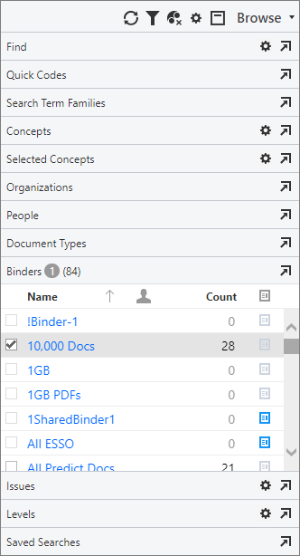Browse pane Browse pane