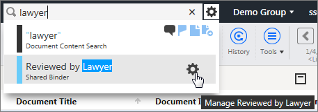 Quick search Manage gear button