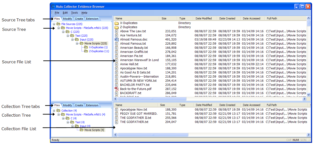 Evidence Browser reference