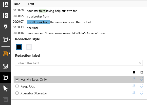 Redact pane.