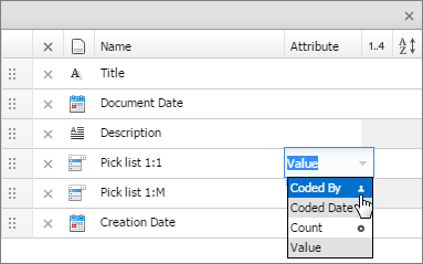 Selecting a value in the Attribute column