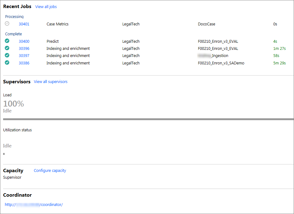 Processing dashboard