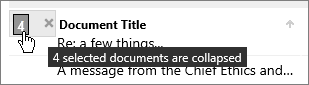 Collapsed document count hover text