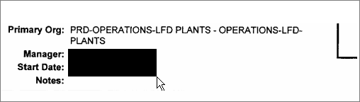 A redaction added to a document