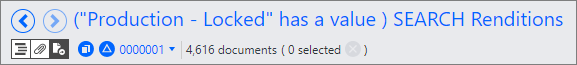 Search parameters on the toolbar that include renditions