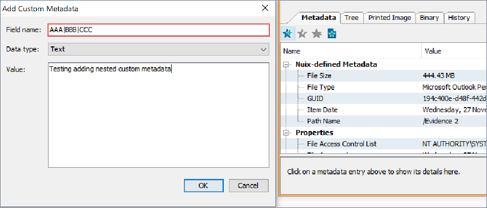 Work with nested custom metadata